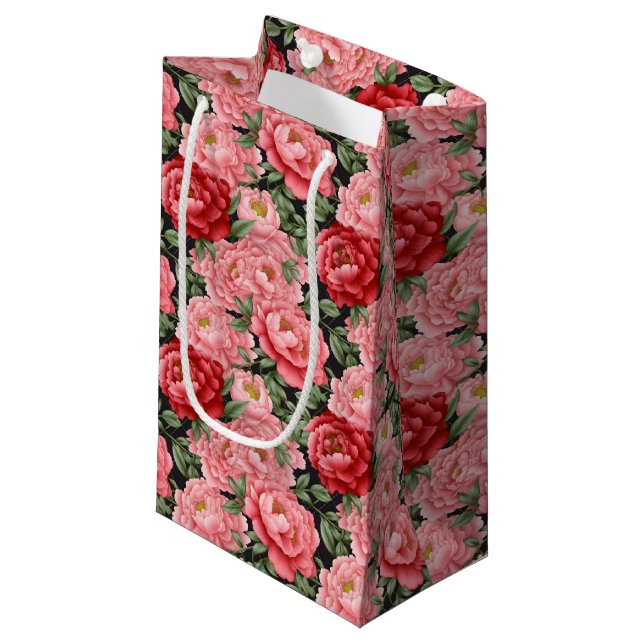 Sacola Para Presentes Pequena Peony Floral Impressão Gift Bag (Frente inclinada)