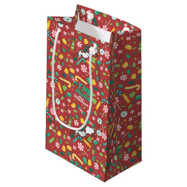 Sacola Para Presentes Pequena Peppermint Dreams Snoopy Candy Patterno (Frente inclinada)