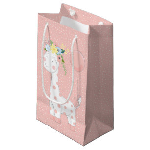 Sacola Para Presentes Pequena Pequena Namorada Com Pastel De Coroa Floral Rosa
