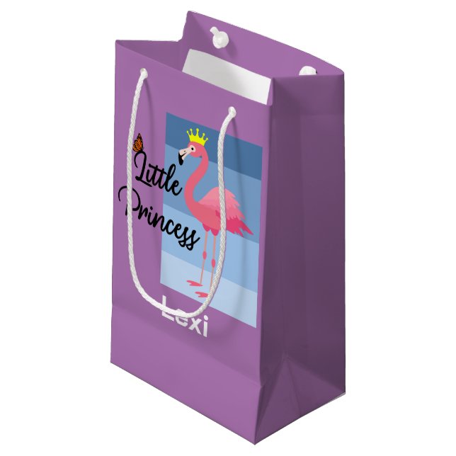 Sacola Para Presentes Pequena Pequena Princesa Rosa Flamingo Design - Gift Bag - (Frente inclinada)
