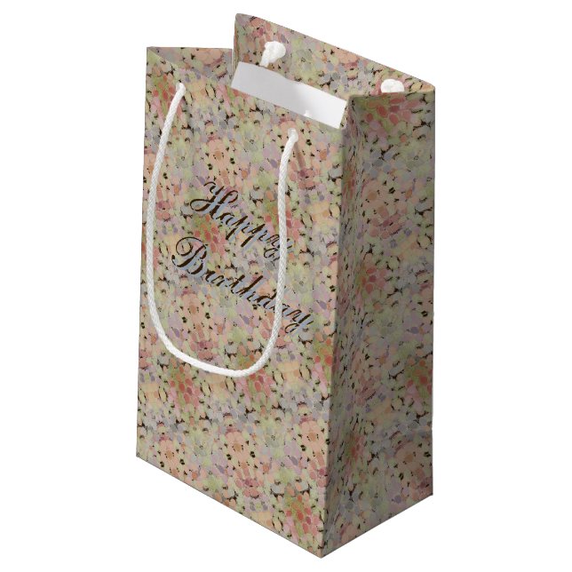 Sacola Para Presentes Pequena Pequeno Aniversário Bonito Flor (Verso inclinado)