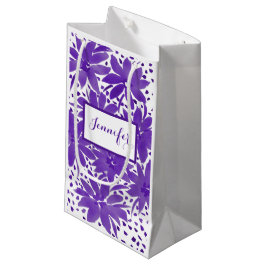 Sacola Para Presentes Pequena Pequeno Design Floral Purple Bag de Presente