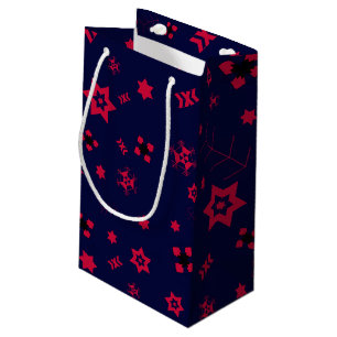 Sacola Para Presentes Pequena Pequeno papel azul escuro e vermelho para presente
