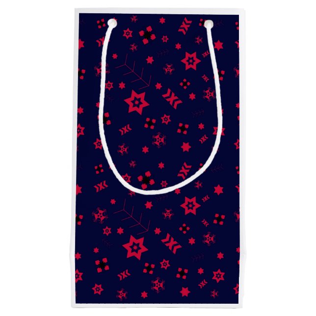 Sacola Para Presentes Pequena Pequeno papel azul escuro e vermelho para presente (Frente)