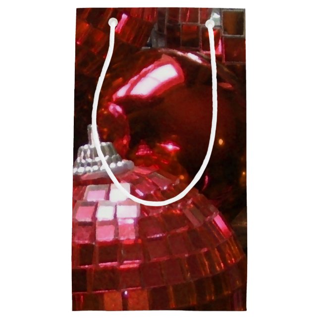 Sacola Para Presentes Pequena Pequeno saco de presentes Red Baubles (Frente)