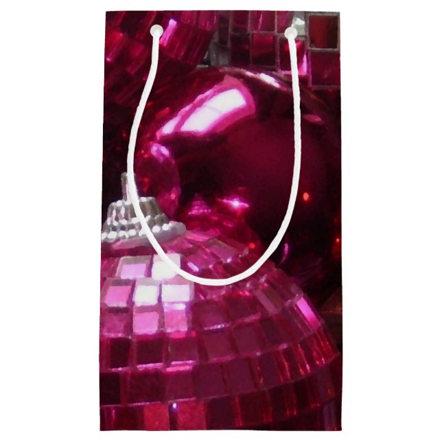 Sacola Para Presentes Pequena Pequeno saco de presentes Rosa Baubles (Frente)