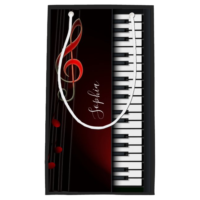 Sacola Para Presentes Pequena Pequeno Saco Para Presentes De Piano Preto E Branc (Frente)