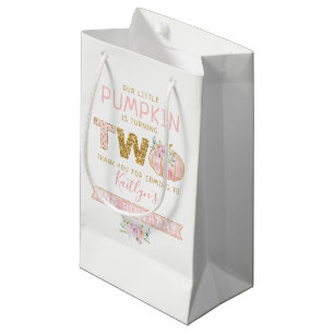 Sacola Para Presentes Pequena Pequeno segundo aniversário de Meninas de Abóbora