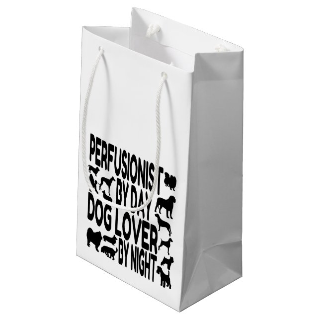 Sacola Para Presentes Pequena Perfusionista Adora Cães (Verso inclinado)