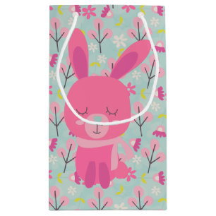 Sacola Para Presentes Pequena Pernalas e Flores Rosa