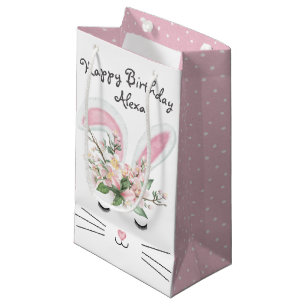 Sacola Para Presentes Pequena Pernalonga de Aniversário com Flores