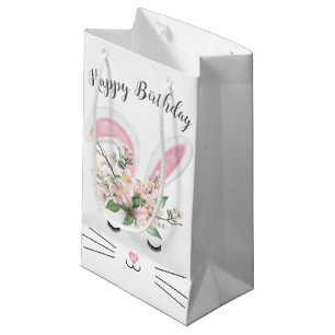 Sacola Para Presentes Pequena Pernalonga de Aniversário com Flores