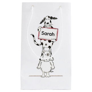 Sacola Para Presentes Pequena Personalised Cute Dog Acrobat 