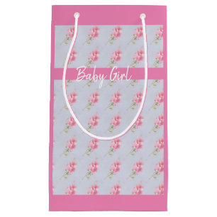 Sacola Para Presentes Pequena Personalizar, rosas pintados cor-de-rosa, delicado
