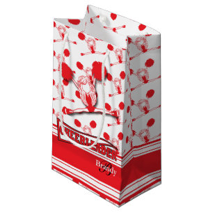 Sacola Para Presentes Pequena Personalize o cheerleader vermelho