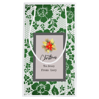 Sacola Para Presentes Pequena Personalized Christmas Bag Gray Serif Font