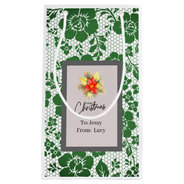 Sacola Para Presentes Pequena Personalized Christmas Bag Gray Serif Font   (Frente)