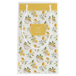 Sacola Para Presentes Pequena Personalized French Country Lemon Pattern Monogram