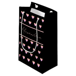 Sacola Para Presentes Pequena Personalized Name Heart Black