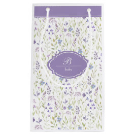 Sacola Para Presentes Pequena Personalized Purple Wildflower Monogram