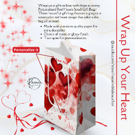 Sacola Para Presentes Pequena Personalized Red Hearts Small Gift Bag
