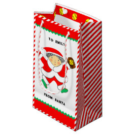 Sacola Para Presentes Pequena Personalized Softball Christmas Holiday