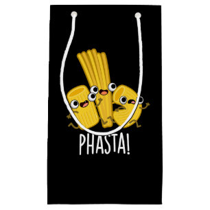 Sacola Para Presentes Pequena Phasta Funny Fast Pasta Pun Dark BG