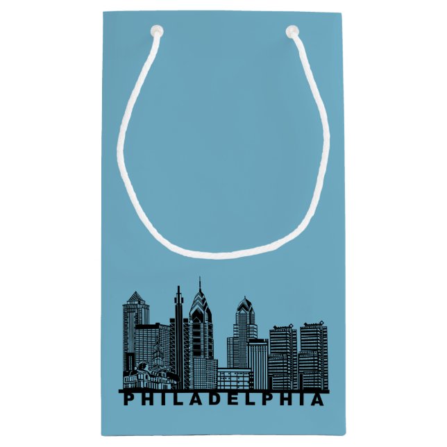 Sacola Para Presentes Pequena Philadelphia Skyline Silhouette  (Verso)