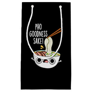 Sacola Para Presentes Pequena Pho Goodness Sake Funny Noodle Pun Dark BG