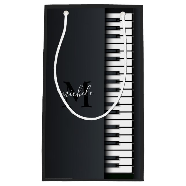 Sacola Para Presentes Pequena Piano Preto E Branco (Frente)