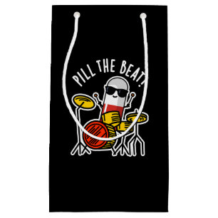 Sacola Para Presentes Pequena Pill The Beat Funny Medicine Music Pun Dark BG