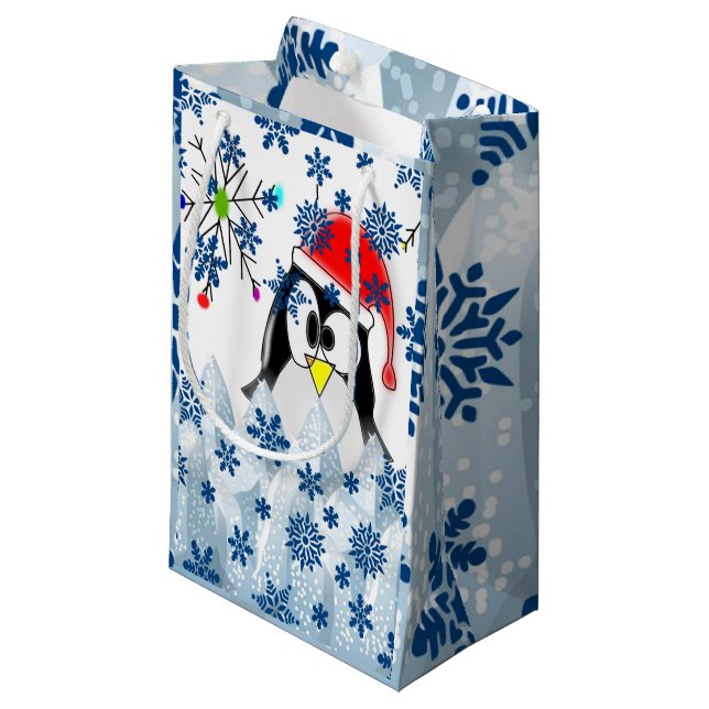 Sacola Para Presentes Pequena Pinguim de Natal do Gift Bag (Frente inclinada)