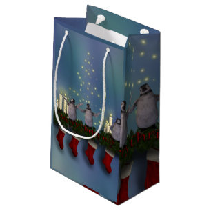 Sacola Para Presentes Pequena Pinguim deseja que você tenha felizes