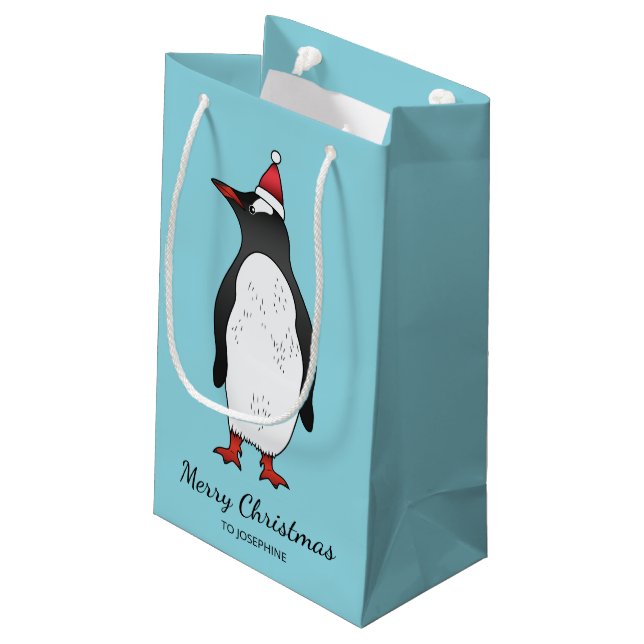 Pinguim fofo com chapéu de papai noel desenho animado de natal