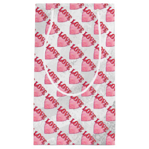 Sacola Para Presentes Pequena Pink Love Heart Pattern