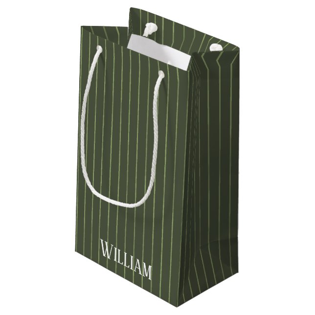 Sacola Para Presentes Pequena Pinstripes verde-oliva (Verso inclinado)