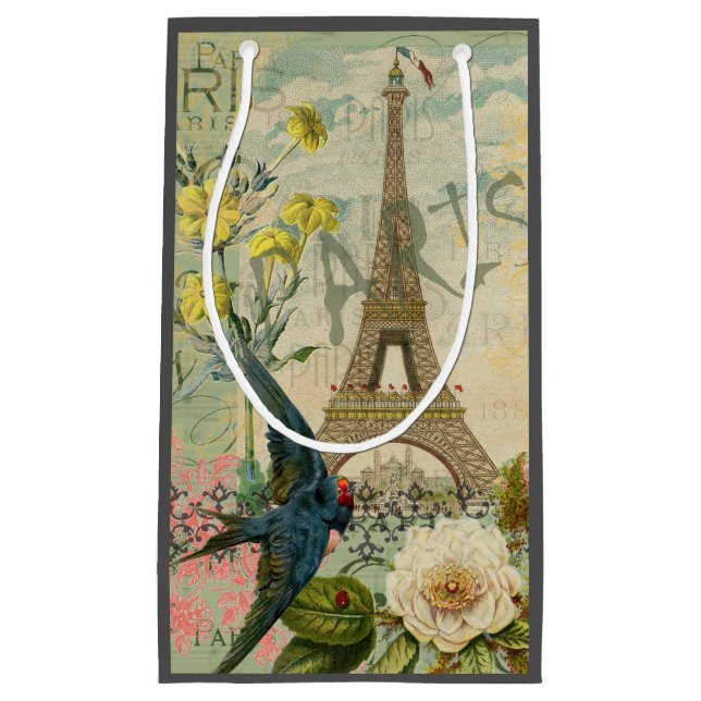 Sacola Para Presentes Pequena Pintura de Arte Antiquada por Viagem da França de  (Frente)