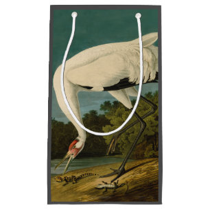 Sacola Para Presentes Pequena Pintura de pássaros Audubon Crane Whoping