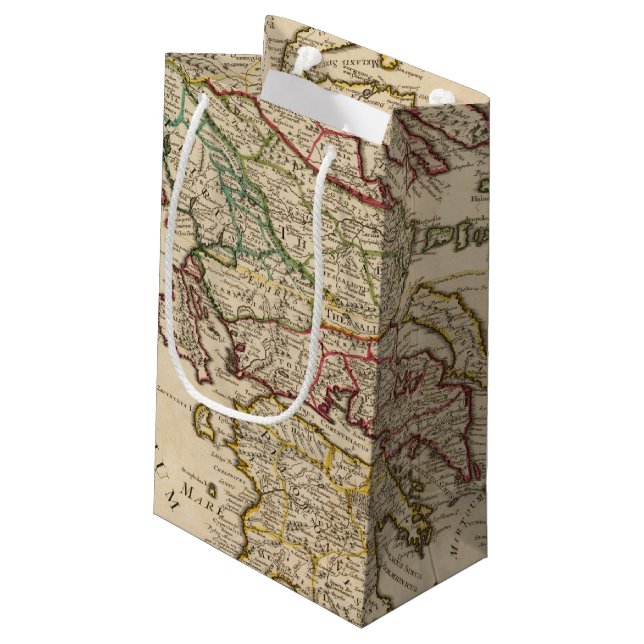 Sacola Para Presentes Pequena Piscina e Macedónia (Verso inclinado)