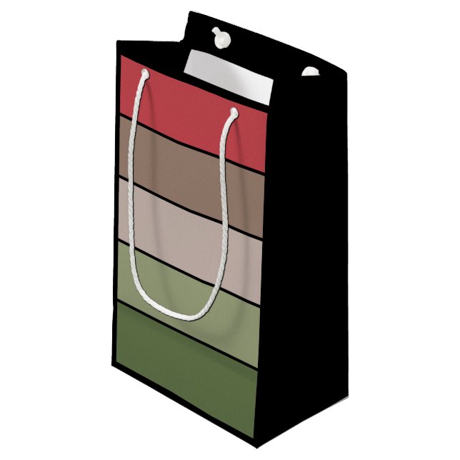 Sacola Para Presentes Pequena Pistachio Nut Shell Green Red Stripes (Frente inclinada)