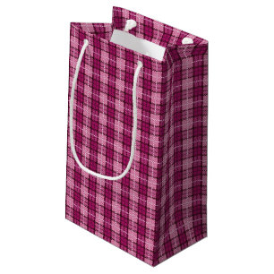 Sacola Para Presentes Pequena Pixel Plaid_Magenta-Black