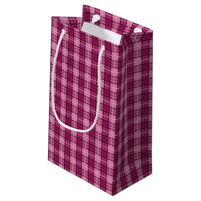 Sacola Para Presentes Pequena Pixel Plaid_Magenta-Black (Verso inclinado)