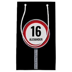 Sacola Para Presentes Pequena Placa de Velocidade de Aniversário de 16 Anos