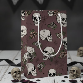 Sacola Para Presentes Pequena Plum Purple Elegant Dark Halloween Skull