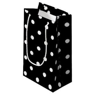 Sacola Para Presentes Pequena Polkadots preto e branco clássicos