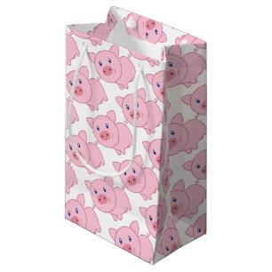 Sacola Para Presentes Pequena Porcos cor-de-rosa