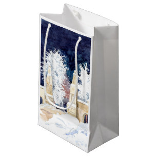Sacola Para Presentes Pequena Portão de inverno à noite (esboço)
