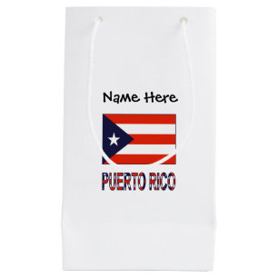 Sacola Para Presentes Pequena Porto Rico e a bandeira porto-riquenha com seu nom