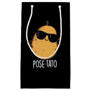 Sacola Para Presentes Pequena Pose-tato Piada de Batata Engraçada Fundo Escuro