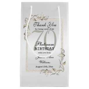 Sacola Para Presentes Pequena Posh 70 Platinum Birthday